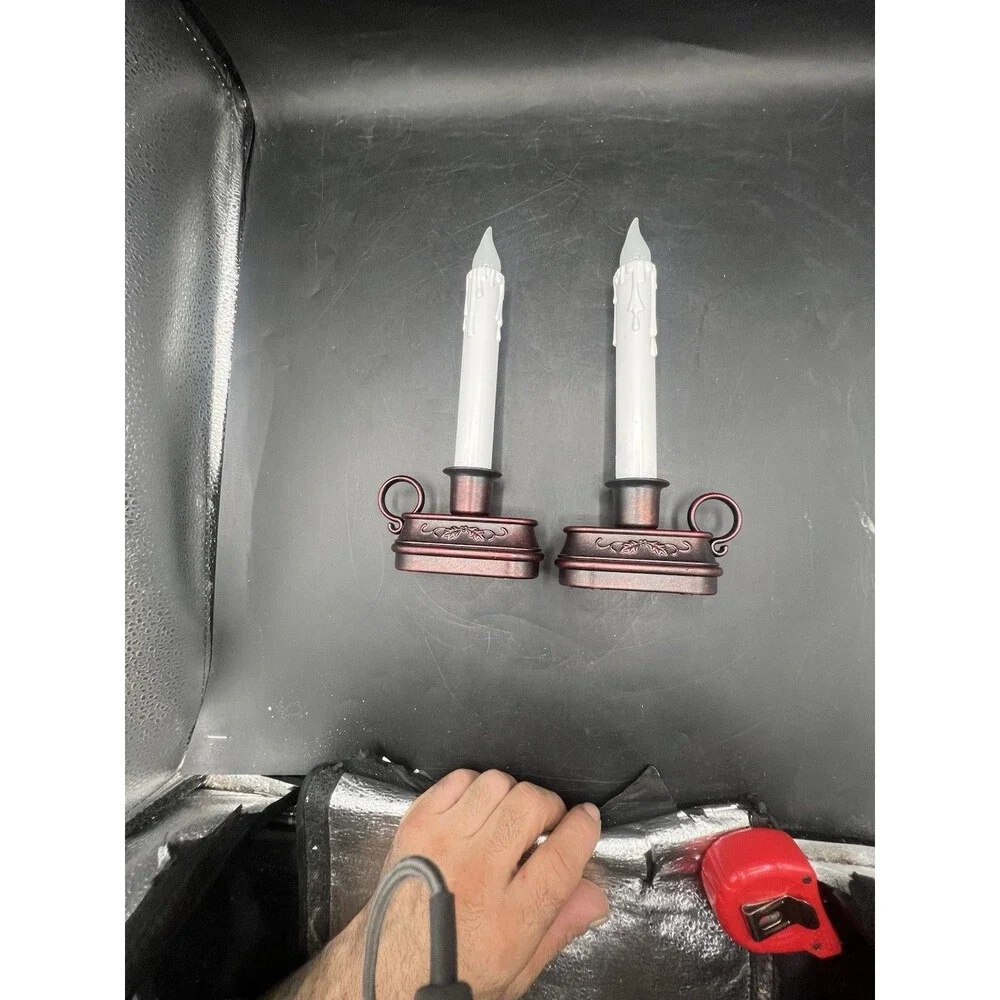 GE Flickering Window Candles Set of 2 Battery Operated Flameless LED 10” White
